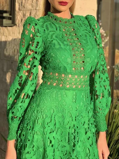 Vestido midi de encaje con mangas largas AR716