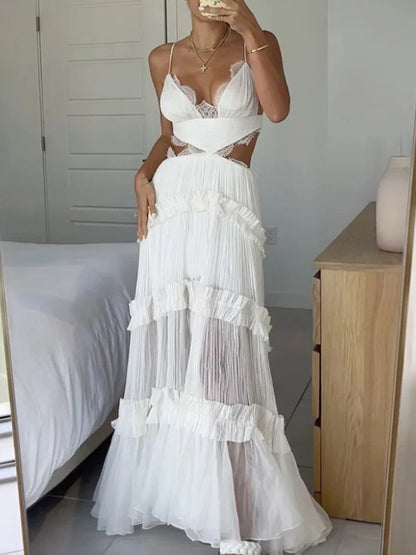 Vestido plisado con encaje AR262